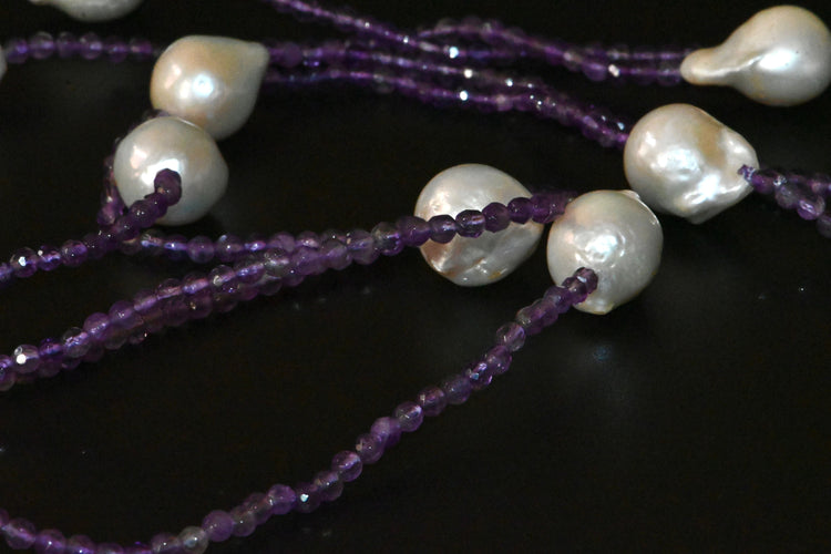 Collier Collier Améthyste Et Perles D'eau Douce 58 Facettes