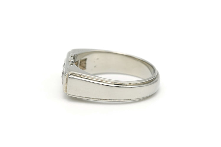 Bague 54 Bague Art Déco en or blanc sertie de diamants 58 Facettes B560