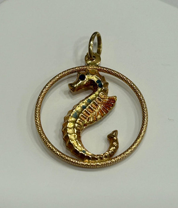 Pendentif Pendentif hippocampe or jaune et émail 58 Facettes LP162