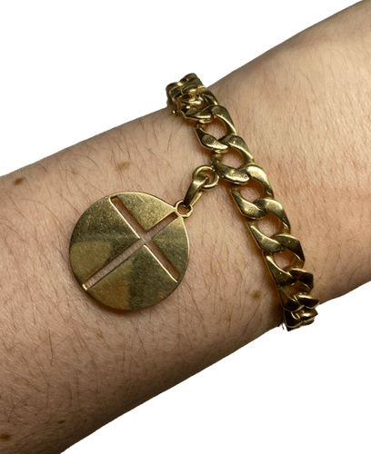 Bracelet CARTIER PARIS VINTAGE - BRACELET GOURMETTE OR JAUNE MEDAILLON CROIX 58 Facettes