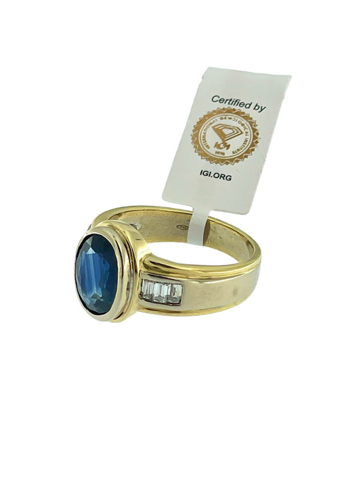 2 gold sapphire and diamond ring