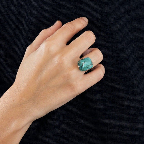 Bague 52 Bague turquoise et or blanc 58 Facettes