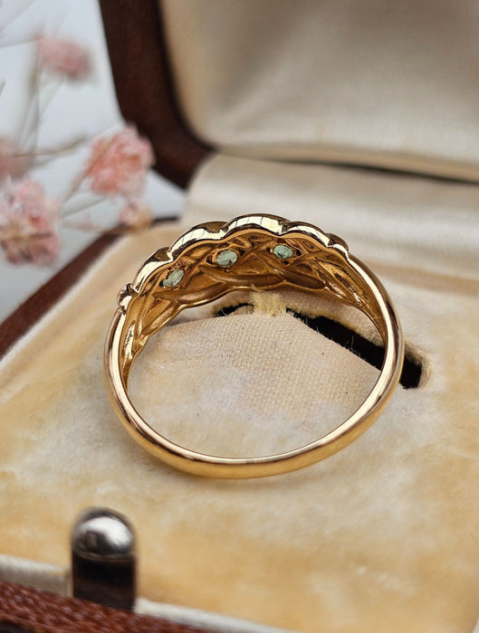 Anillo vintage de esmeralda en oro amarillo