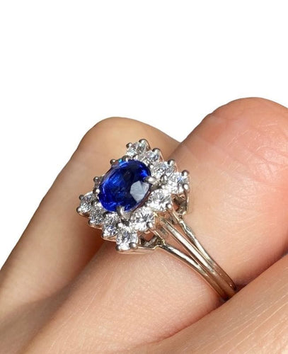 Bague 47 Bague or gris platine saphir diamants 58 Facettes