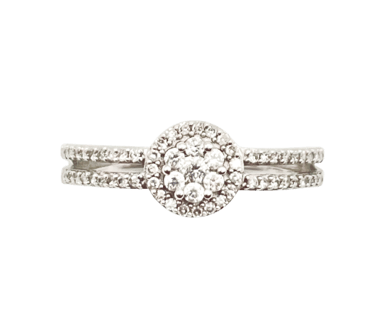 Bague 51.5 Bague Diamants Chaton Rond 58 Facettes