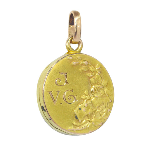 Pendentif Médaillon vintage Art Nouveau en or 18 carats 58 Facettes 22132-0286