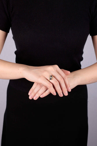 Bague Bague croisée or jaune, saphirs et brillants 58 Facettes 258902