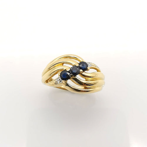 Bague 53 Bague or jaune saphirs et diamants 58 Facettes