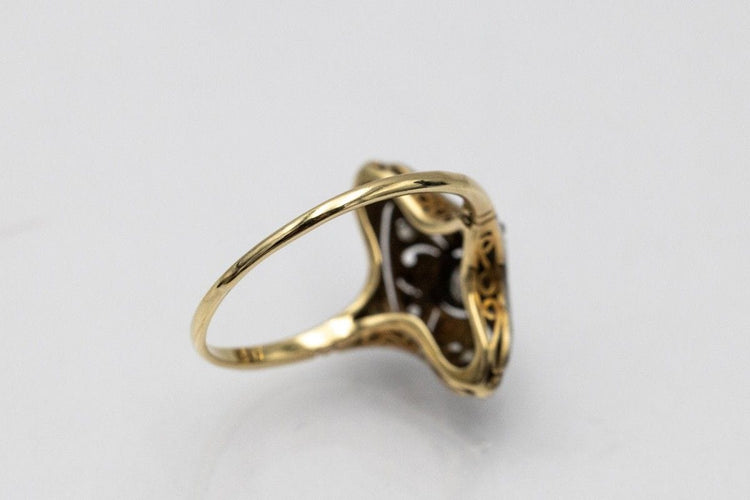 Bague 61 Bague Art Déco en or jaune et platine avec diamants. 58 Facettes 10634