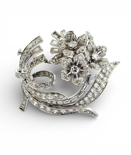 Broche Broche à fleurs en or et diamants magnifiques 58 Facettes