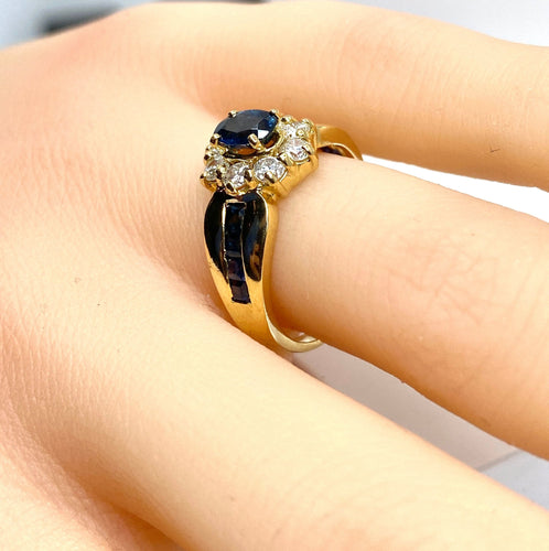 Bague 52 Bague jonc marguerite en or jaune 18 carats en saphirs et diamants 58 Facettes AB573