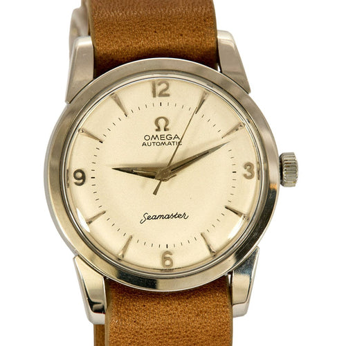 OMEGA - Automatische Seamaster-Stahluhr mit weißem Zifferblatt 