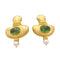 Boucles d'oreilles Boucles d'oreilles en or jaune 22kt martelé, tourmalines vertes et perles. 58 Facettes 34911