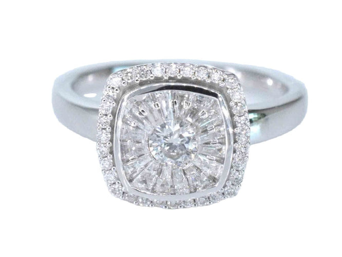 Bague 54 Bague entourage en or blanc avec diamants 58 Facettes 2035