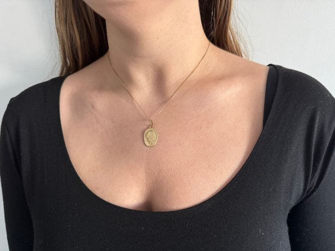 Pendentif Médaille De Baptême Christ en or jaune 58 Facettes