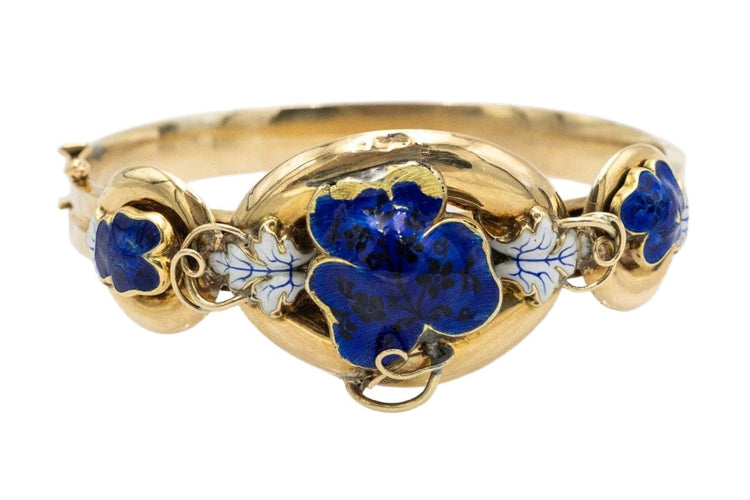 Bracelet Bracelet en or jaune du début du XIXe siècle avec émail cobalt - Style Biedermeier 58 Facettes 10500