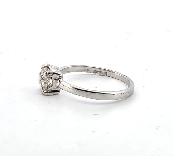 Bague 54 Bague solitaire en or blanc avec diamant 58 Facettes