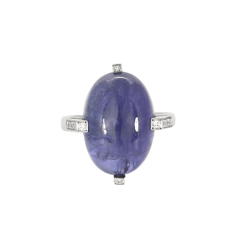 Bague 55 Bague or blanc, tanzanite et diamants 58 Facettes PL03