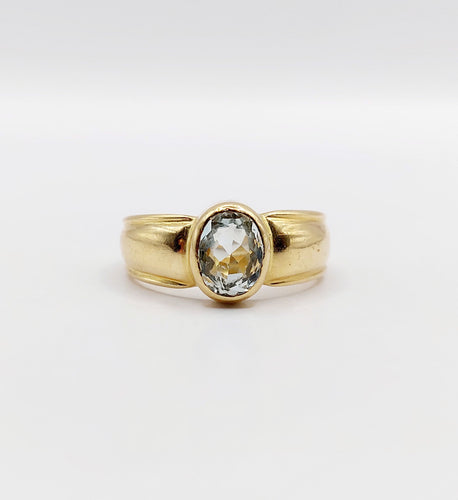 Bague 49 Bague jonc vintage or jaune 18k aigue marine de 0,70 carats 58 Facettes A06182