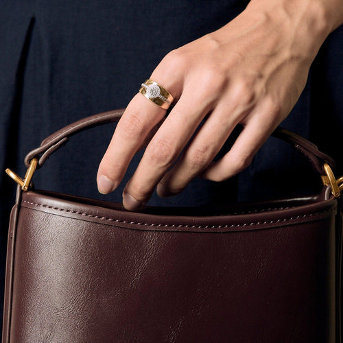 Bague 53 Bague bandeau en or jaune et diamants 58 Facettes HAV0939