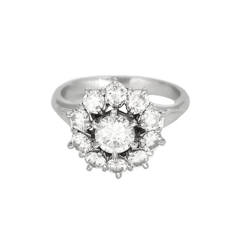 Bague 49 Bague marguerite en or blanc, platine et diamants 58 Facettes B250467