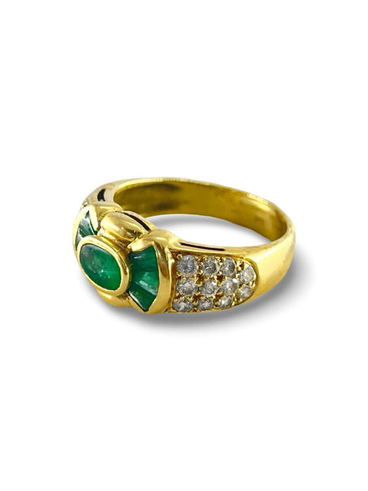 Bague 54 Bague or jaune émeraudes et diamants 58 Facettes