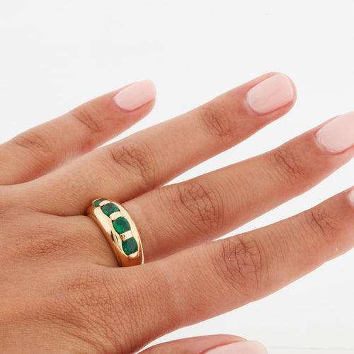 Bague 60 BAGUE OR JAUNE ÉMERAUDES 58 Facettes Ref 9061/18