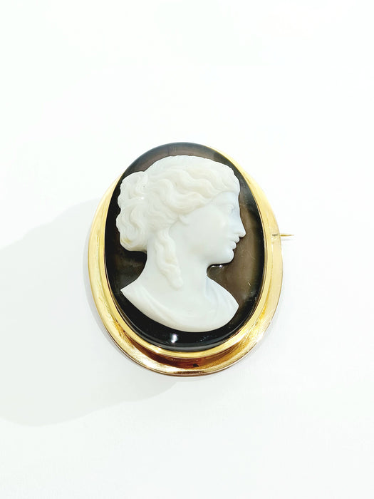 Pin cameo rose gold and agate