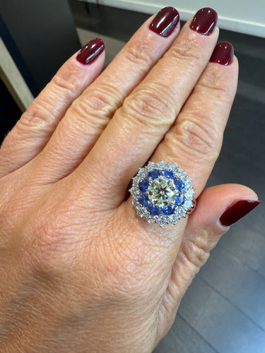 Bague 66 Bague Marguerite Or blanc - Saphirs et Diamants 58 Facettes 1.0000422/4