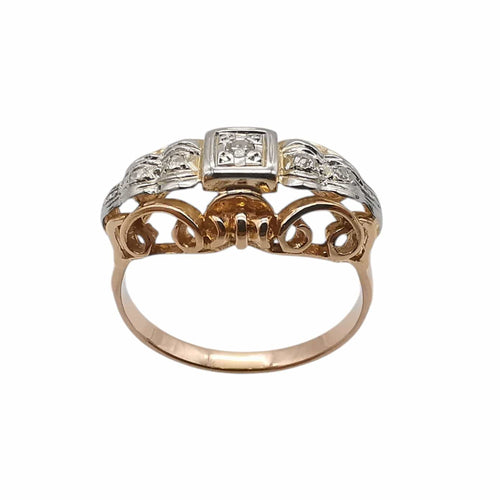 复古黄金戒指与钻石 