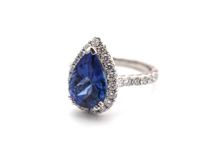 Bague Bague Or Blanc Diamants Tanzanite 58 Facettes