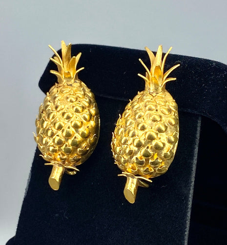 Coppia di orecchini Ananas in oro giallo 
