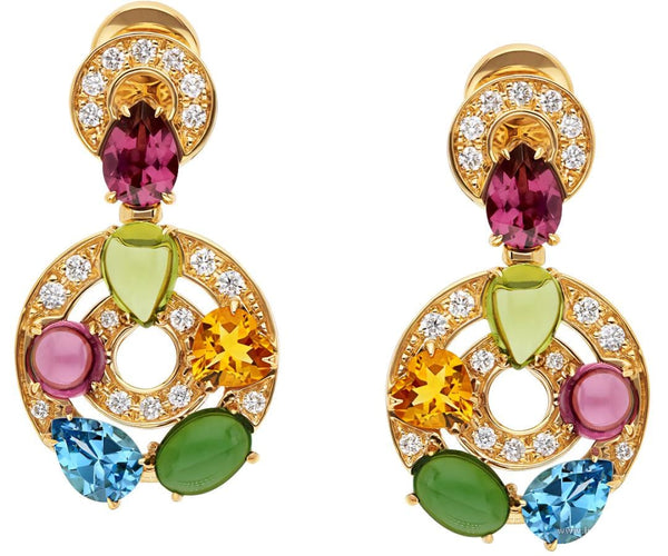 Boucles d'oreilles BULGARI - Boucles d'oreilles Astrale en or jaune et pierres de couleur 58 Facettes