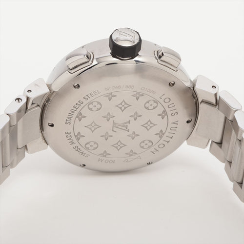 Montre Louis Vuitton - Montre chronographe Tambour Voyage en acier 58 Facettes
