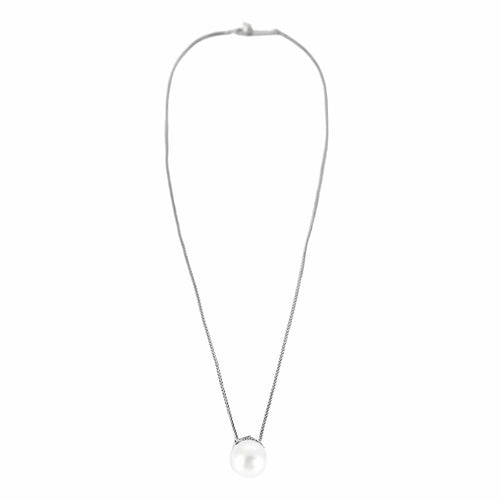 Collier Collier or blanc perle de culture et diamants 58 Facettes LP912/BET