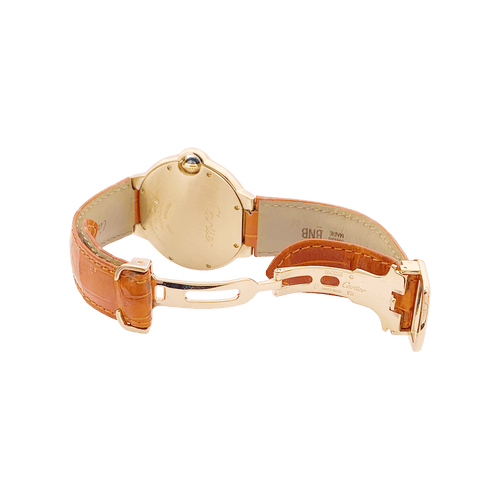 Montre Montre Cartier "Ballon Bleu" or jaune, diamants, cuir. 58 Facettes 34434