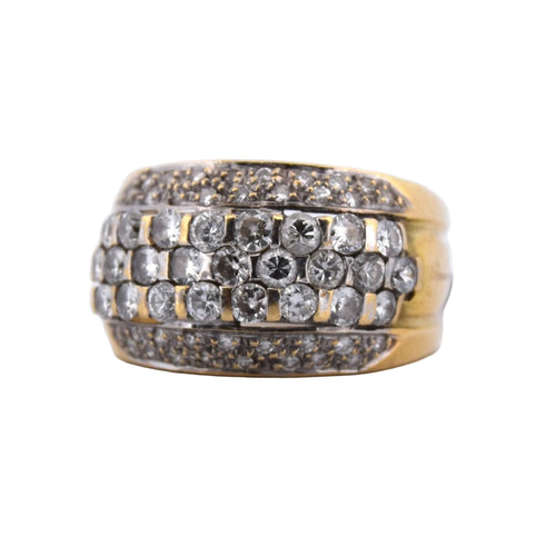 Bague 53 Bague vintage en or jaune 18k avec diamants brillants 1,00 ct 58 Facettes