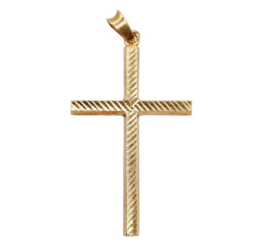 İnce işlenmiş vintage pembe altın haç kolye ucu 