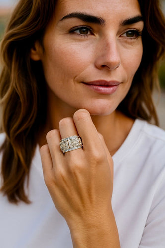 Bague 54 Bague en or jaune 18 carats diamants princesse et baguette 58 Facettes