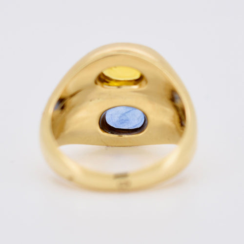 Bague 52 Bague Double Jonc, Or 18 Carats, Saphirs Jaune et Bleu Naturels - Vintage 58 Facettes 381