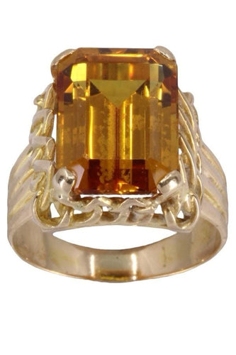 Bague 53 BAGUE ANCIENNE SAPHIR JAUNE 58 Facettes 083821