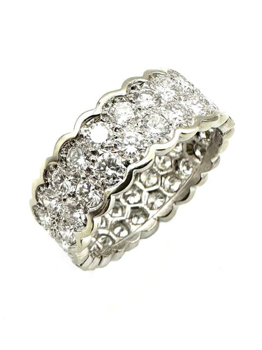 Bague 56.5 OJ PERRIN. Bague or blanc, platine et diamants 3.20ct 58 Facettes