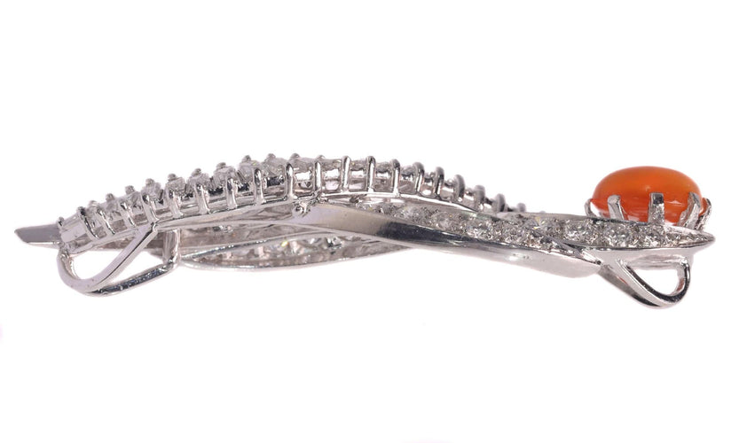 Pendentif Flamme Vintage : Une Danse d'Opale et de Diamants 58 Facettes 21028-0244