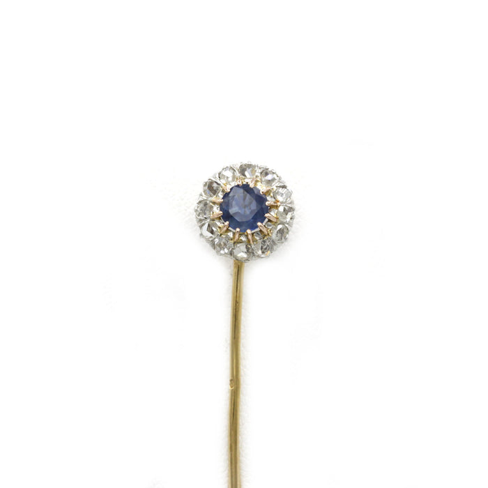 Yellow and white gold tie pin with sapphire diamonds