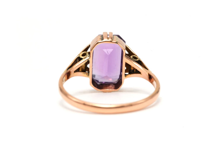 Bague 52 Bague Art Déco en or jaune sertie d'une améthyste 58 Facettes 22654
