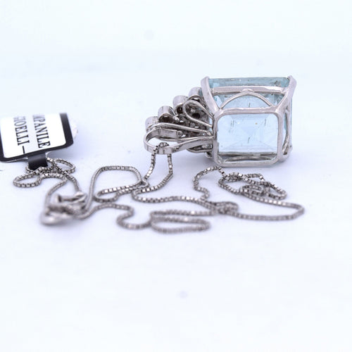 Pendentif Pendentif en or blanc avec aigue-marine 58 Facettes