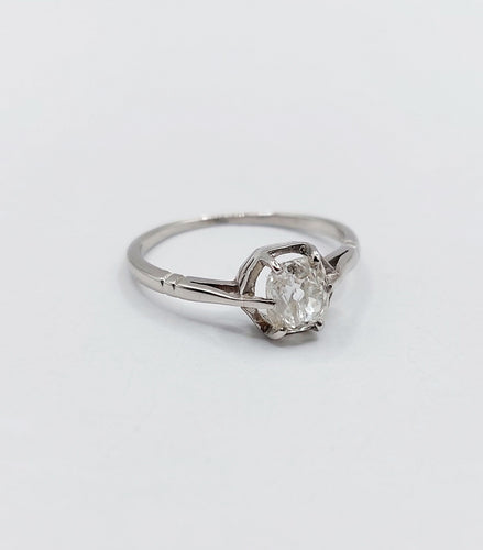 Bague 49 Bague solitaire art deco Platine diamant taille ancienne coussin 0.60 carat (circa 1920) 58 Facettes A06196