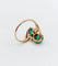 Bague 53 Bague toi et moi vintage or jaune cabochons de chrysoprases 58 Facettes A05751