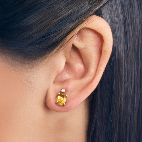 Boucles d'oreilles Boucles d'oreilles or blanc saphir jaune diamants 58 Facettes LP993/16