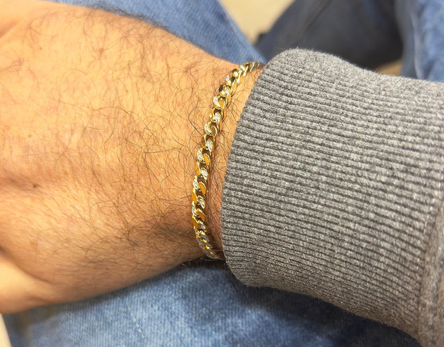 Bracelet Gourmette or jaune et diamants 58 Facettes